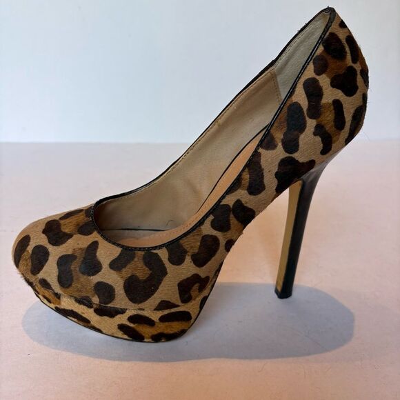 Steve Madden Women's Brown Tan Leopard High Heels Size 8M Bevv-L - Picture 4 of 8